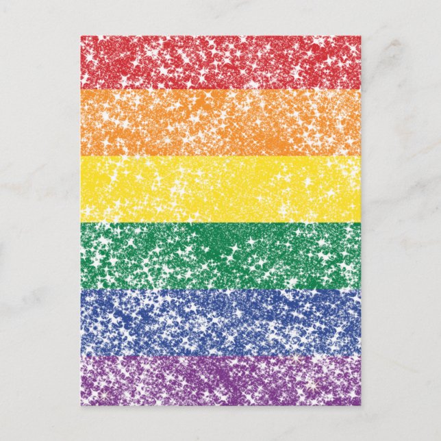 Rainbow Glitter Flag Vykort (Framsida)