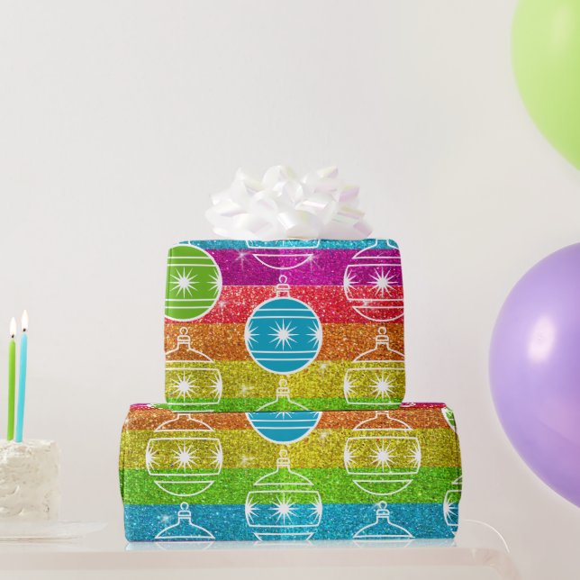 Rainbow Glitter Gay jul Ornament Helgdag Presentpapper (Festgåvor)