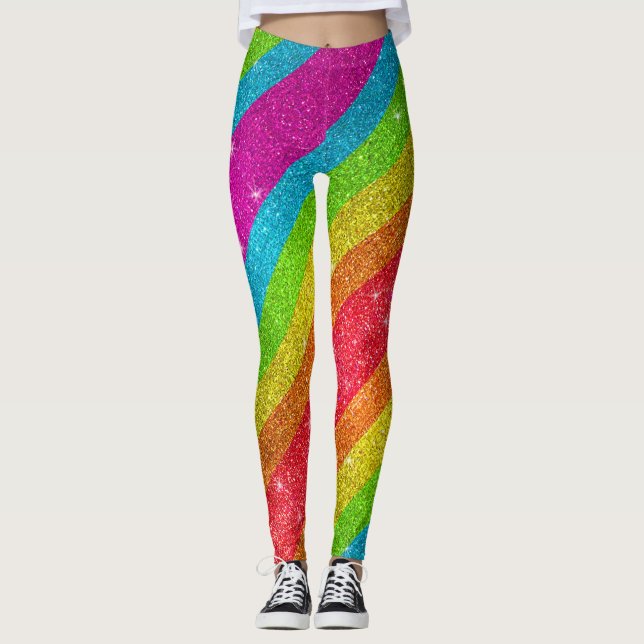 Rainbow Glitter Gay pride Flagga LGBTQ Sparkles Leggings (Framsida)