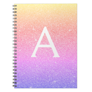 Rainbow Glitter Gnistra Monogram bärbar dator Anteckningsbok