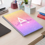 Rainbow Glitter Gnistra Monogram bärbar dator Anteckningsbok<br><div class="desc">Rainbow Pastel Guld,  Rosa and Lila Ombre Faux Glitter Gnistra Elegant Monogrammed Notebook for School or Work. Den bärbara datorn är en perfekt för att åka till back to school eller för att planera en bröllop eller möhippa</div>