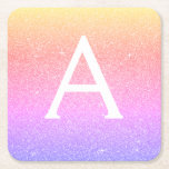 Rainbow Glitter & Gnistra Monogram Birthday Underlägg Papper Kvadrat<br><div class="desc">Guld,  Rosa och Lila Rainbow Pastel Ombre Faux Glitter och Gnistra Elegant Monogram Födelsedagsfest Underlägg. Dessa Underlägg för Födelsedagsfest,  Möhippa,  Bröllop eller Bachelorette Party kan anpassas så att de omfattar ditt första och första namn. Kontakta designern om du vill ha anpassade matchande objekt.</div>