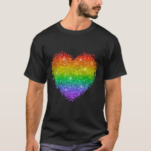 Rainbow Glitter Heart T Shirt