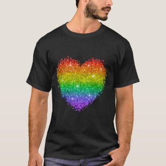 Rainbow Glitter Heart T Shirt