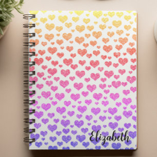 Rainbow Glitter Hearts Bright Colorful Anpassnings Anteckningsbok