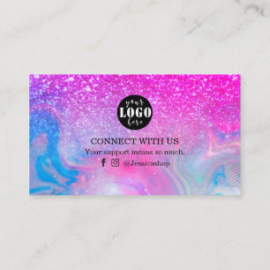Rainbow glitter hologragrafiskt tack för att du ka visitkort