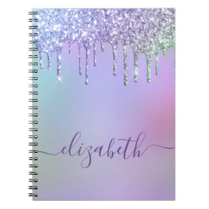 Rainbow Glitter Monogram Anteckningsbok
