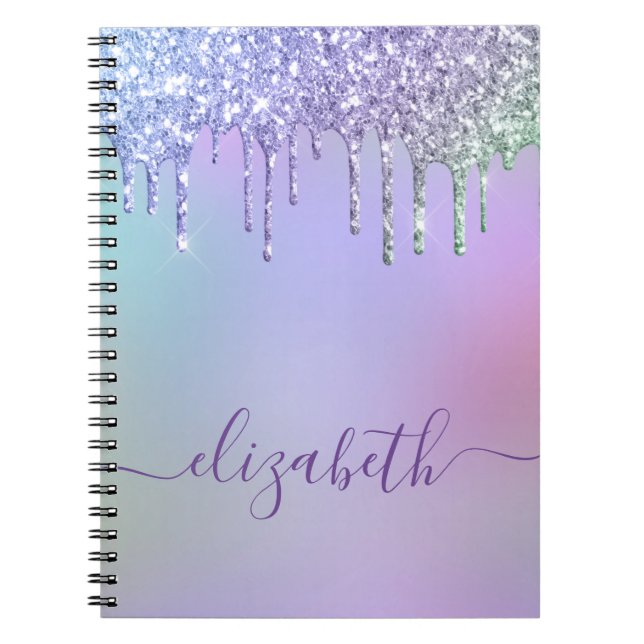 Rainbow Glitter Monogram Anteckningsbok (Framsidan)