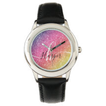 Rainbow Glitter Monogram Namn