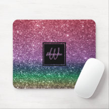 Rainbow Glitter Monogram Rosa Glamous
