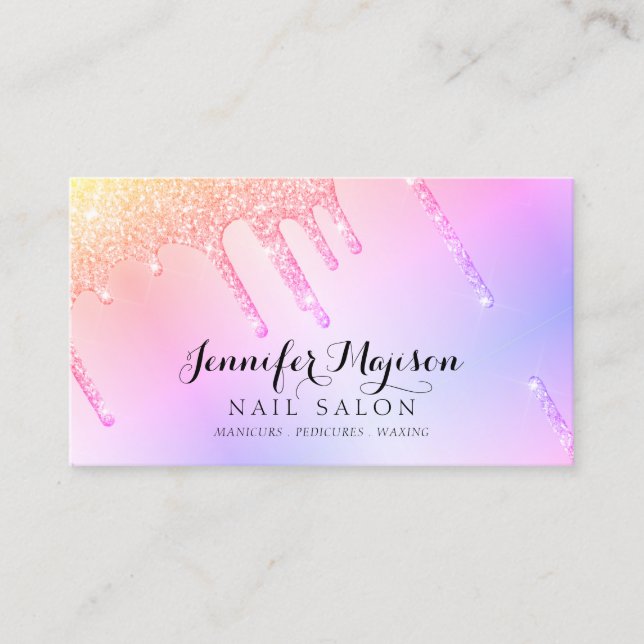 Rainbow Glitter Nagel polsk drivrutin Modern Salon Visitkort (Framsida)