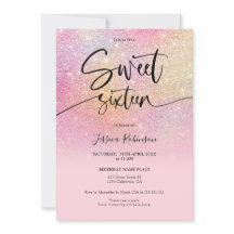 Rainbow glitter ombre girly rosa Sweet 16