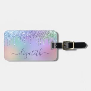 Rainbow Glitter Personlig Bagagebricka