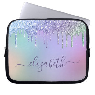 Rainbow Glitter Personlig Laptop Fodral