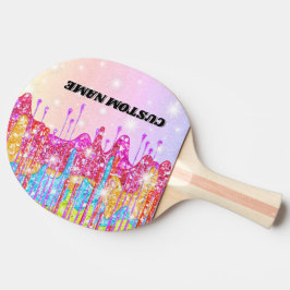 Rainbow glitter ping pong paddle pingisracket