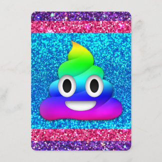 Rainbow glitter poop emoji-inbjudan inbjudningar