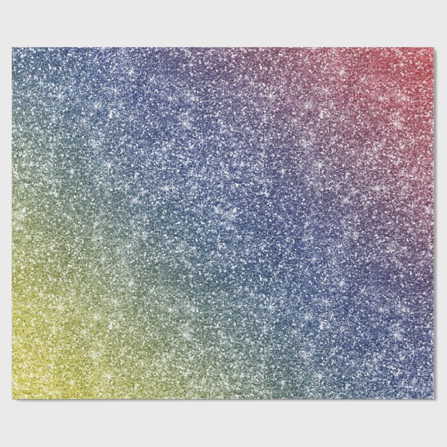 Rainbow Glitter  Presentpapper (Platt)
