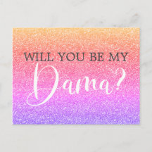 Rainbow Glitter Quinceanera Dama Frieri