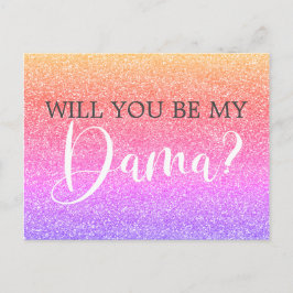 Rainbow Glitter Quinceanera Dama Frieri Inbjudan Vykort