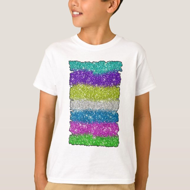 Rainbow Glitter Rand T-shirt (Framsida)