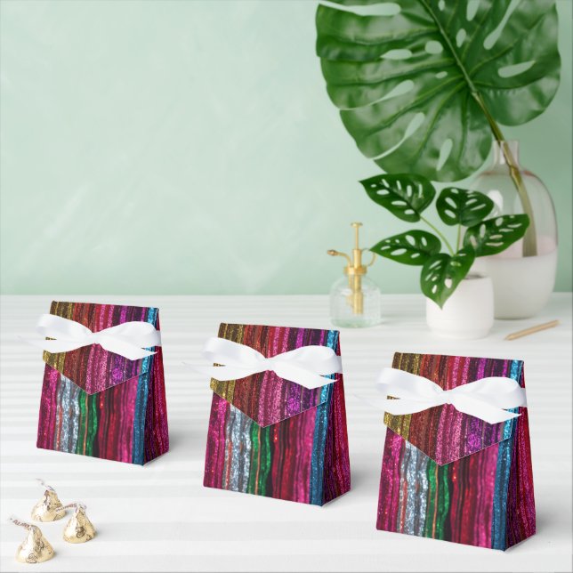Rainbow Glitter Stripes Pattern Presentaskar (Multipel)