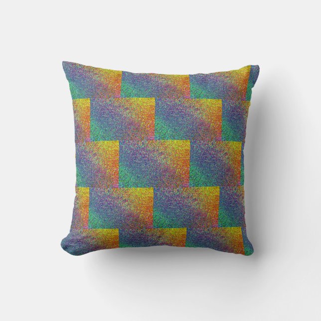 Rainbow Glitter Tile Pillow Kudde (Framsida)