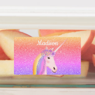 Rainbow Glitter Unicorn Personlig Watersecure Klistermärke
