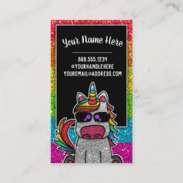 Rainbow Glitter Unicorn Professionell Social Media Visitkort