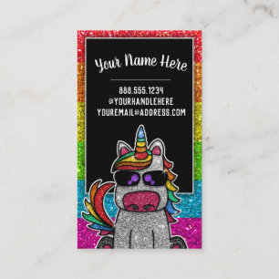 Rainbow Glitter Unicorn Professionell Social Media Visitkort