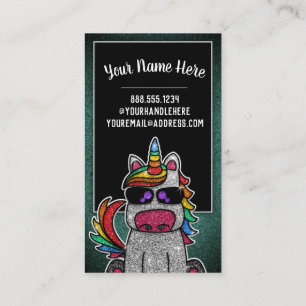 Rainbow Glitter Unicorn Professionell Social Media Visitkort