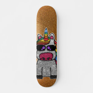 Rainbow Glitter Unicorn Sparkly Guld Sparkles Sk8r Mini Skateboard Bräda 18,5 Cm