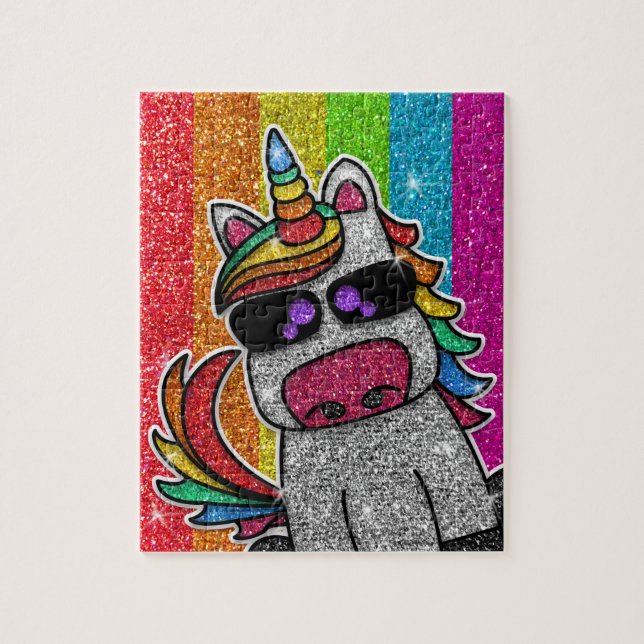 Rainbow Glitter Unicorn Sparkly LGBT+ Sparkles Pussel (Vertikal)