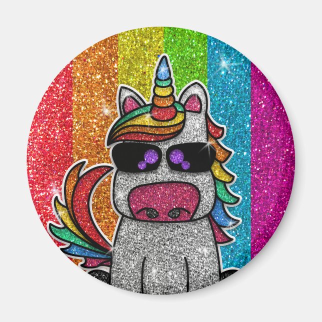Rainbow Glitter Unicorn Sparkly LGBTQ Sparkles Magnet (Framsidan)