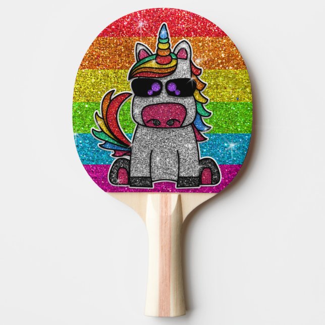 Rainbow Glitter Unicorn Sparkly LGBTQ+ Sparkles Pingisracket (Framsidan)