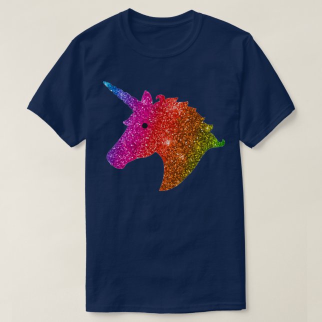 Rainbow Glitter Unicorn T Shirt (Design framsida)