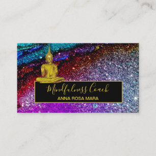 *~* Rainbow Glitter . Universe Buddha Meditation Visitkort