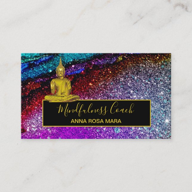 *~* Rainbow Glitter . Universe Buddha Meditation Visitkort (Framsida)