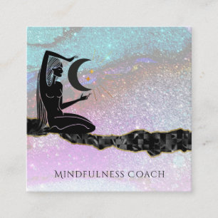 *~* Rainbow Glitter . Universe GODDESS Meditation Fyrkantigt Visitkort