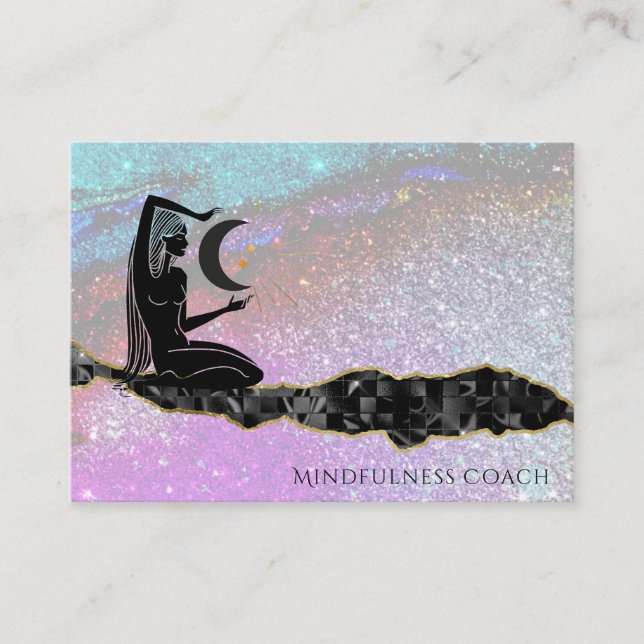 *~* Rainbow Glitter Universe GODDESS Meditation  Visitkort (Framsida)