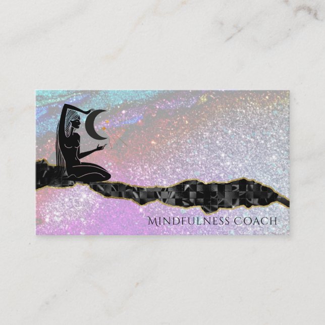 *~* Rainbow Glitter Universe . GODDESS Meditation Visitkort (Framsida)