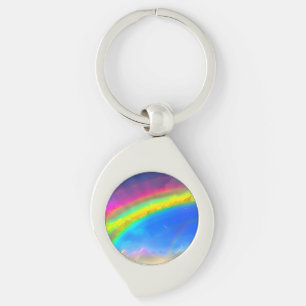 Rainbow Glow Himlar Swirl Silverfärgad Nyckelring