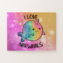 Rainbow Gnistra I Kärlek Narwhals Pussel