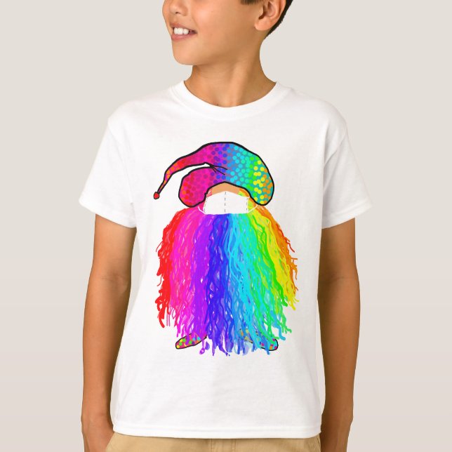 Rainbow Gnome bär en mask T Shirt (Framsida)