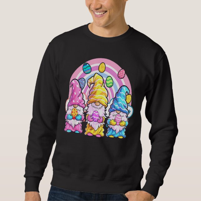 Rainbow Gnome Påsk Women Påsk Outfit Påsk G Lång Ärmad Tröja (Framsida)