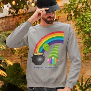 Rainbow Gnome Pot of Guld St paddys day Lång Ärmad Tröja