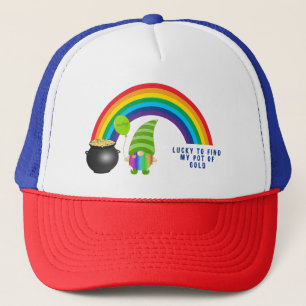 Rainbow Gnome Pot of Guld St paddys day Lucky Keps