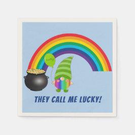 Rainbow Gnome Pot of Guld St Patricks Cocktail Pappersservett