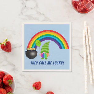 Rainbow Gnome Pot of Guld St Patricks Cocktail Pappersservett