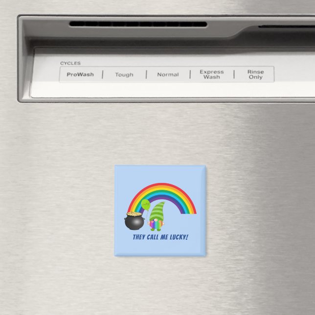 Rainbow Gnome Pot of Guld St patricks day Magnet (In Situ (Dishwasher))