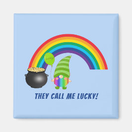 Rainbow Gnome Pot of Guld St patricks day Magnet
